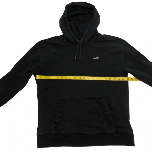 Hollister Hoodie Men's Large Embroidered Sleeve Hood Black Casual Streetwear - Picture 11 of 13